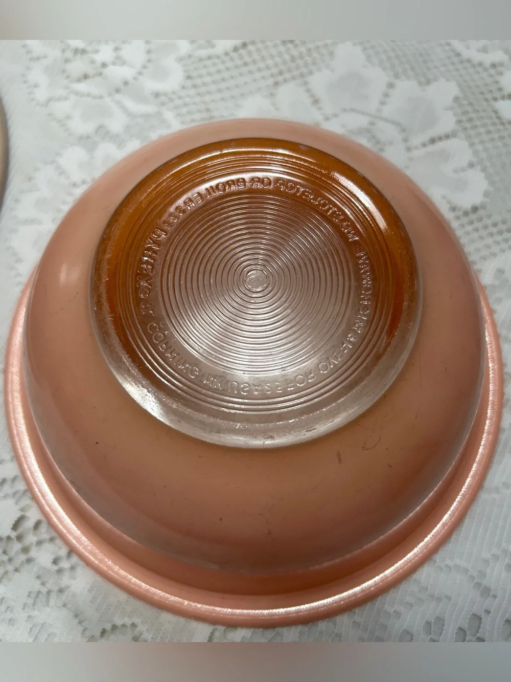 Vintage Pyrex Corning USA Peach & Brown Glass Mixing Bowls Set of 2